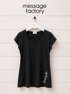 Message Factory – Black Graphic Tunic Tee (Size M)